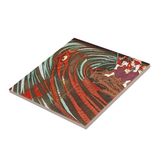 鬼若丸の鯉退治, 国芳 Monster-Karpfen, Kuniyoshi, Ukiyo-e Fliese (Seite)