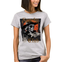 魔女になったスケルトンハロウィンTシャツ