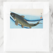 鯉, 広 重 Karp, Hiroshige, Ukiyoe Rechteckiger Aufkleber (Tasche)