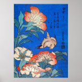 鳥 と 薬, 北 斎 Bird and Peony, Hokusai, Ukiyoe Poster (Vorne)