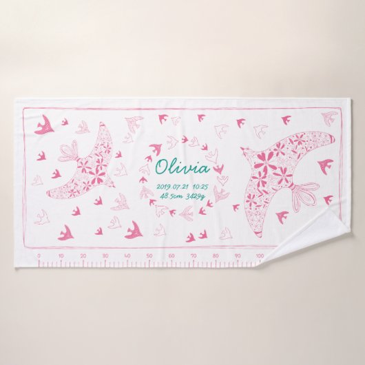 鳥、風に乗る。誕生メモリアル_ピンク2 BADEHANDTUCH (Badehandtuch)