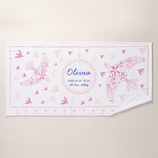 鳥、風に乗る。誕生メモリアル_ピンク BADEHANDTUCH (Badehandtuch)