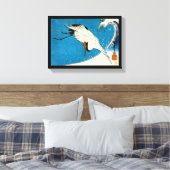 鶴 波, Crane & Wave, Hiroshige, Ukiyo-e Leinwanddruck (Insitu (Schlafzimmer))