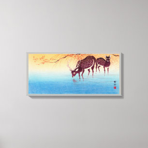 鹿, 小 原 古 Hirsch, Ohara Koson, Ukiyo-e Leinwanddruck