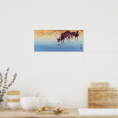 鹿, 小 原 古 Hirsch, Ohara Koson, Ukiyo-e Poster (Küche)