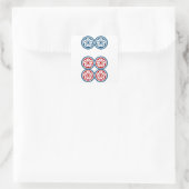 麻雀牌 6筒 / SIX OF CIRCLES -MAHJONG TILE- QUADRATISCHER AUFKLEBER (Tasche)