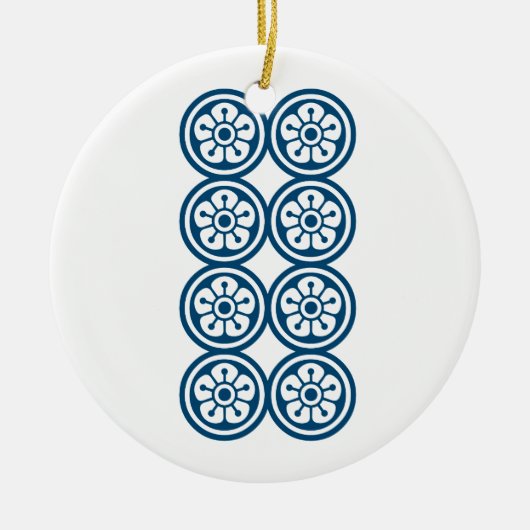 麻雀牌 8筒 / EIGHT OF CIRCLES -MAHJONG TILE- KERAMIK ORNAMENT (Vorne)