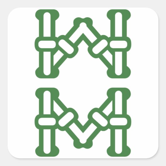 麻雀牌 8索 / EIGHT OF BAMBOOS -MAHJONG TILE- QUADRATISCHER AUFKLEBER (Vorderseite)