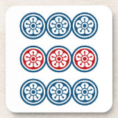 麻雀牌 9筒 / NINE OF CIRCLES -MAHJONG TILE- GETRÄNKEUNTERSETZER (Vorderseite)