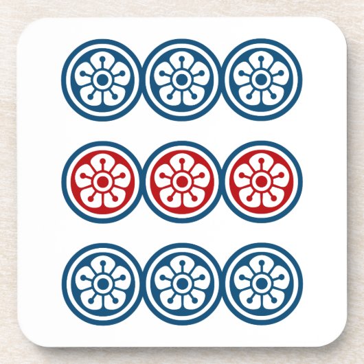 麻雀牌 9筒 / NINE OF CIRCLES -MAHJONG TILE- GETRÄNKEUNTERSETZER (Vorderseite)