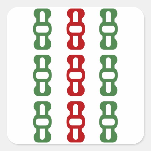 麻雀牌 9索 / NINE OF BAMBOOS -MAHJONG TILE- QUADRATISCHER AUFKLEBER (Vorderseite)