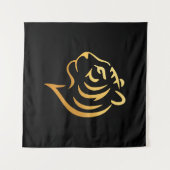 黄金の虎 Gold Tiger – Japanese Minimalist Art Wandteppich (Vorderseite (Horizontal))