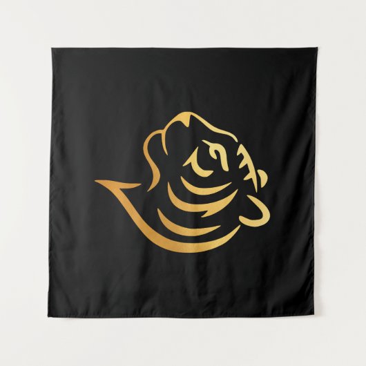 黄金の虎 Gold Tiger – Japanese Minimalist Art Wandteppich (Vorderseite (Horizontal))