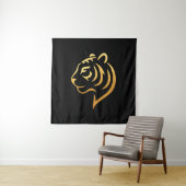 黄金の虎 Gold Tiger – Japanese Minimalist Art Wandteppich (Beispiel)
