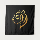 黄金の虎 Gold Tiger – Japanese Minimalist Art Wandteppich (Vorderseite)