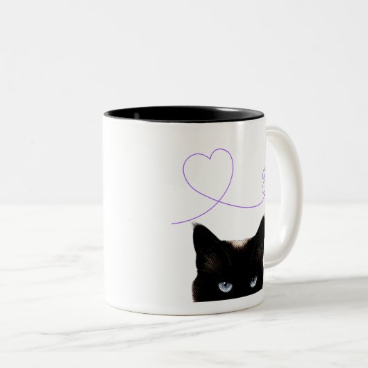 黒猫の前後マグカップ ZWEIFARBIGE TASSE (VorderseiteRechts)