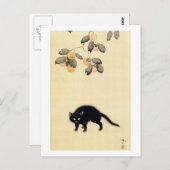 黒 猫, 春 Black Cat (Detail), Shunsō, japanische Kuns Postkarte (Vorne/Hinten)