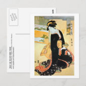 黒 着 物 女, 豊 Frau い Kimono, Toyokuni Postkarte (Vorne/Hinten)