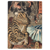 龍虎, 国芳 Tiger u. Drache, Kuniyoshi, Ukiyo-e Klemmbrett (Rückseite)
