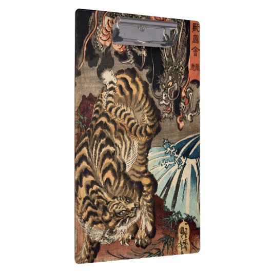 龍虎, 国芳 Tiger u. Drache, Kuniyoshi, Ukiyo-e Klemmbrett (Rechts)