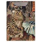 龍虎, 国芳 Tiger u. Drache, Kuniyoshi, Ukiyo-e Klemmbrett (Vorderseite)