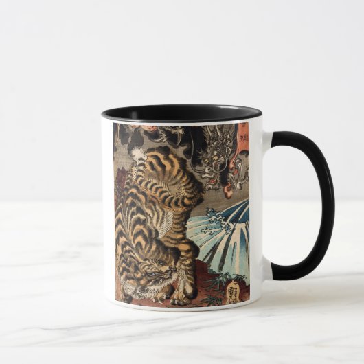 龍虎, 国芳 Tiger u. Drache, Kuniyoshi, Ukiyo-e Tasse (Rechts)