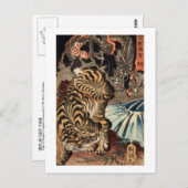 龍 虎, 国 Tiger & Dragon, Kuniyoshi, Ukiyo-e Postkarte (Vorne/Hinten)