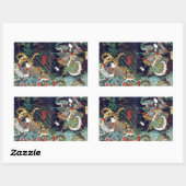 龍 虎, 豊, 国 Dragon & Tiger, Toyokuni, Ukiyo-e Rechteckiger Aufkleber (Blatt)