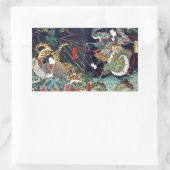 龍 虎, 豊, 国 Dragon & Tiger, Toyokuni, Ukiyo-e Rechteckiger Aufkleber (Tasche)
