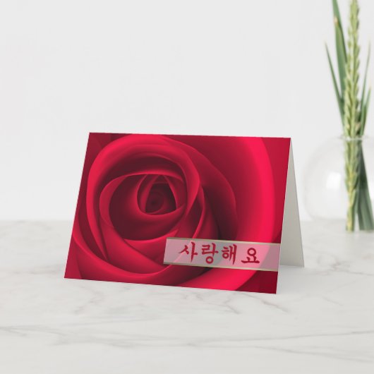 사 랑 Valentinstag-Karte auf Koreanisch 해 Feiertagskarte (Vorderseite)