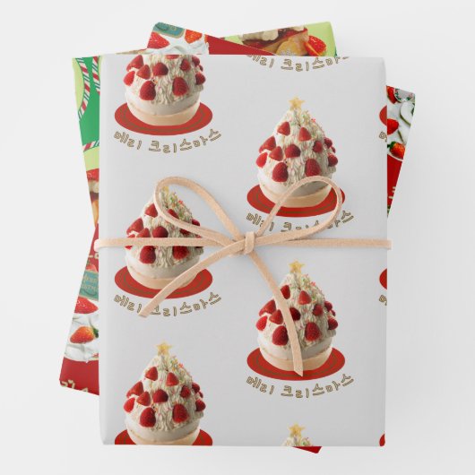 크 리 스 스 frohe Weihnachten Erdbeerkuchen Geschenkpapier Set (Beispiel)