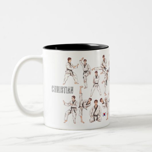 태 권 도 Taekwondo Martial Art 5 Personalisiert Zweifarbige Tasse (Links)
