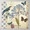 Suche nach vogel und blumen poster Blau