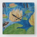 Suche nach wasserlilien poster wanduhren Blau