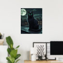 Suche nach katze und vollmond poster Schwarzkatze