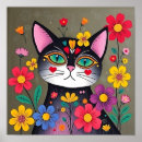 Suche nach schwarze blumen poster Katze