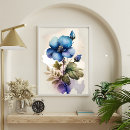 Suche nach blauer blumen druck poster Wasserfarbe