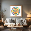 Suche nach blumen mandala poster Blau