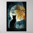 Suche nach katze und mond poster Schwarz