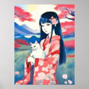 Suche nach frau mit kimono poster Katze