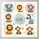 Suche nach dschungeltier kinderzimmer poster Aquarell
