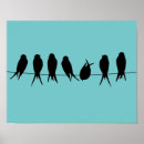 Suche nach vögel auf einem draht poster Silhouette