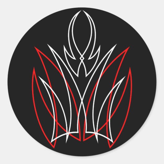 0001 Roter & Weißes Pinstripe Runder Aufkleber (Vorderseite)