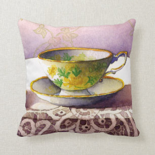 0001 Teacup auf Spitzen-Kissen Kissen