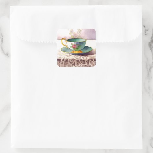 0001 Teacup on Lace Stickers (Tasche)