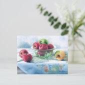 0002 Äpfel in grüner Glasschale Postkarte (Stehend Vorderseite)