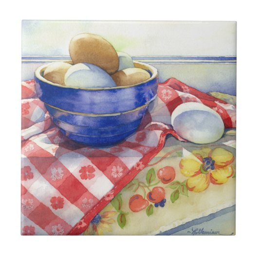 0009 Eier in der blauen Schüssel-Fliese Fliese (Vorderseite)