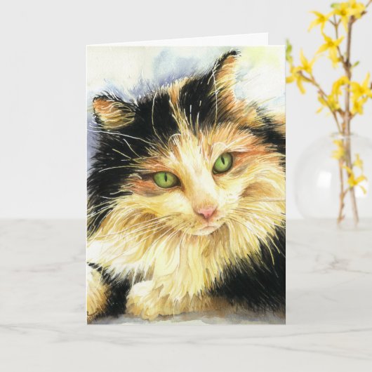 0010 Calico Cat Beileid Karte (Gelbe Blume)