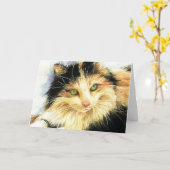 0010 Calico Cat Geburtstagskarte Karte (Gelbe Blume)