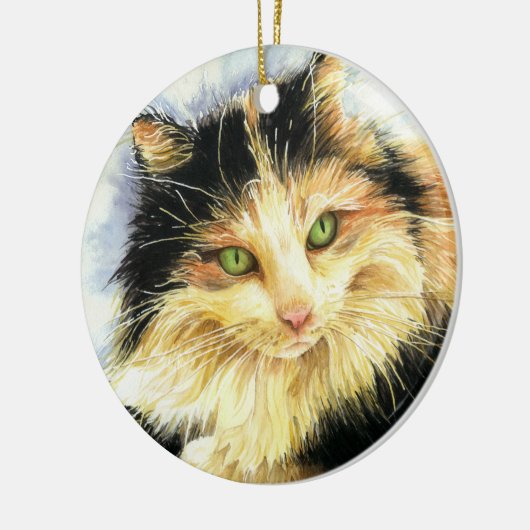 0010 Calico Cat Keramikornament (Links)
